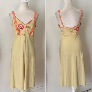 Y2K Cabernet light green orange floral midi dress adjustable straps